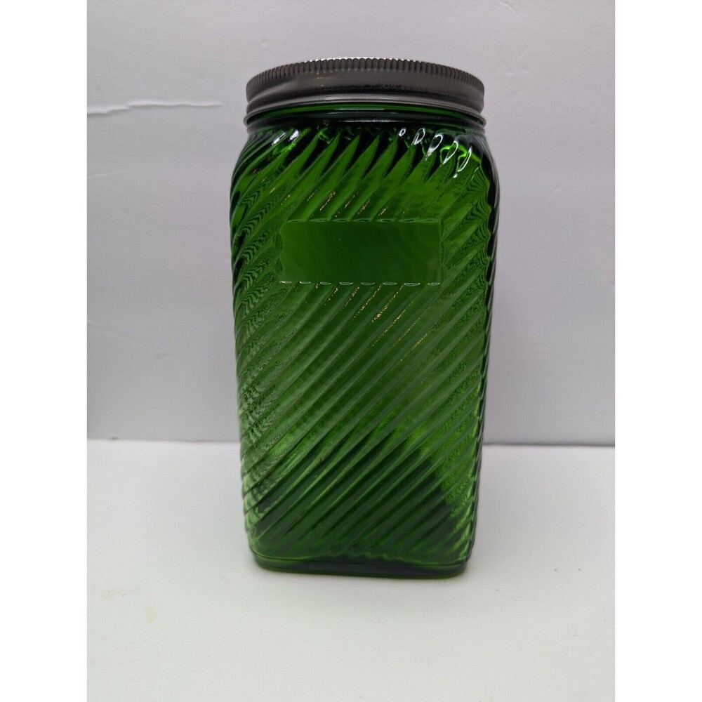 Owens Illinois Green Jar 7" With Lid Hoosier Jar